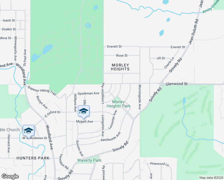 map of restaurants, bars, coffee shops, grocery stores, and more near 606 Sparkman Avenue in Duluth