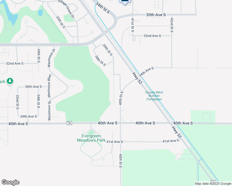 map of restaurants, bars, coffee shops, grocery stores, and more near 3630 39th Street South in Moorhead