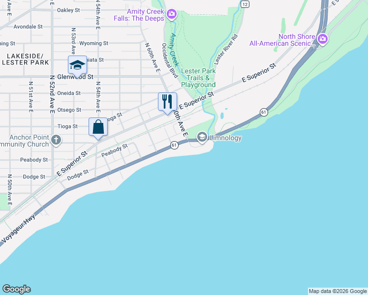 map of restaurants, bars, coffee shops, grocery stores, and more near 5918 London Road in Duluth