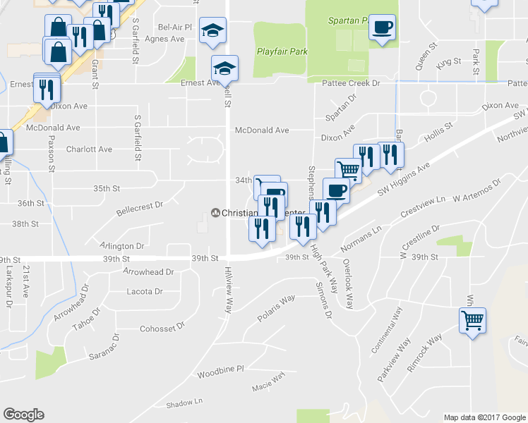 map of restaurants, bars, coffee shops, grocery stores, and more near Albertson Access Road in Missoula