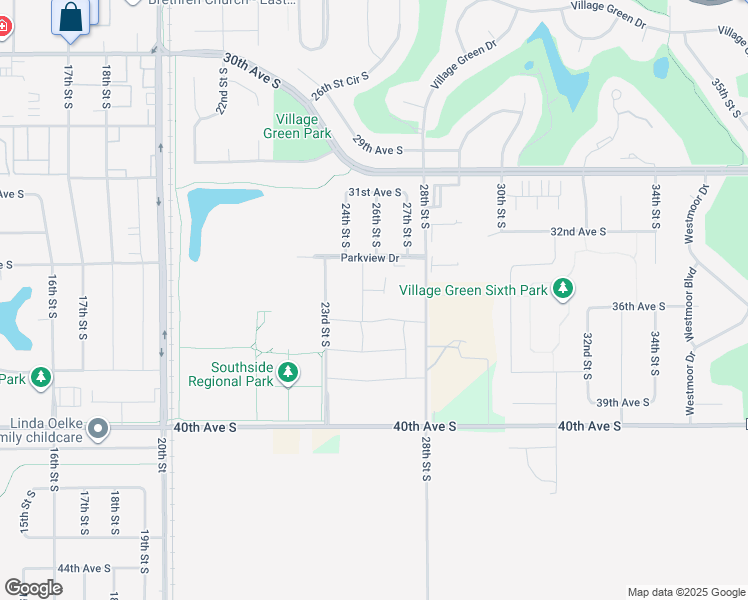map of restaurants, bars, coffee shops, grocery stores, and more near 3448 25th Avenue South in Moorhead