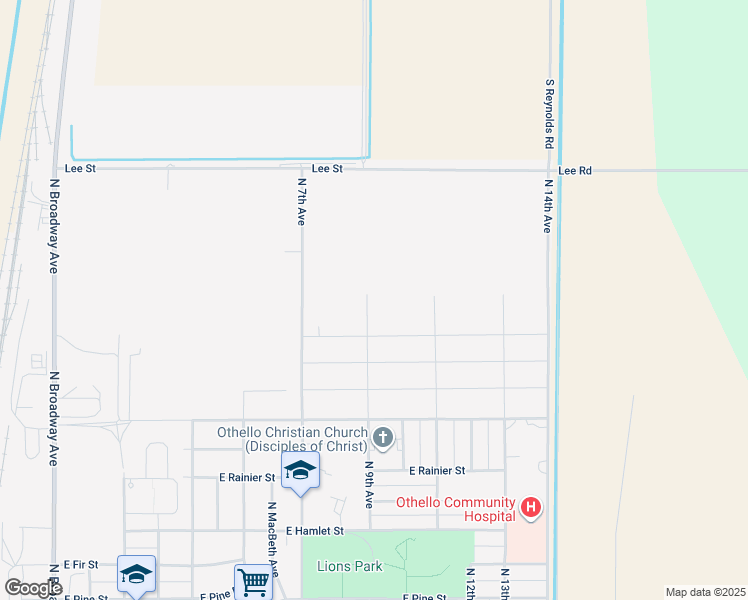 map of restaurants, bars, coffee shops, grocery stores, and more near in Othello