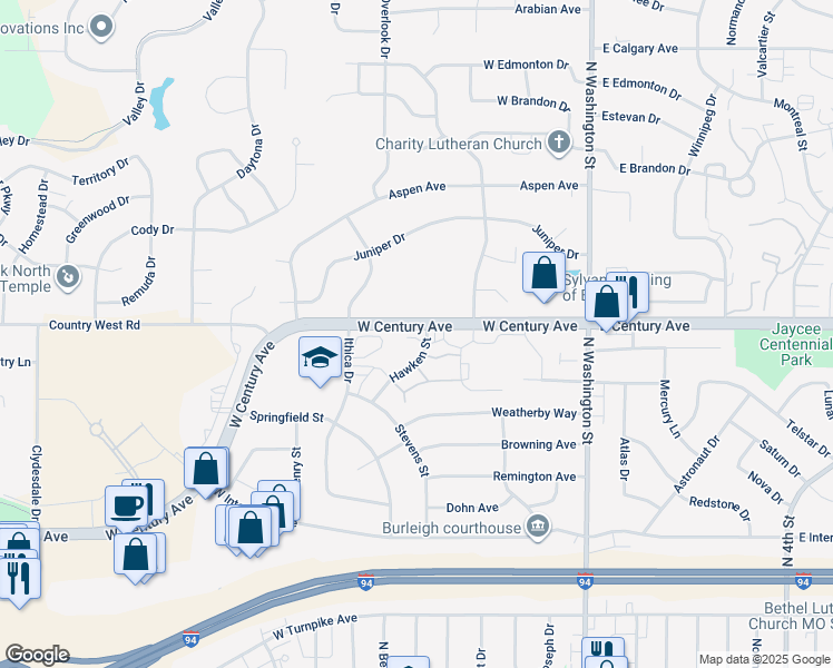 map of restaurants, bars, coffee shops, grocery stores, and more near 2724 Hawken Street in Bismarck