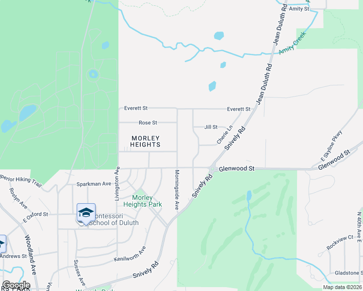 map of restaurants, bars, coffee shops, grocery stores, and more near 1622 Morningside Avenue in Duluth
