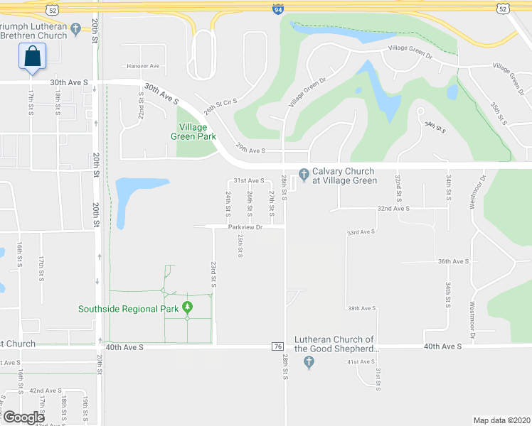 map of restaurants, bars, coffee shops, grocery stores, and more near 3357 27th Street South in Moorhead