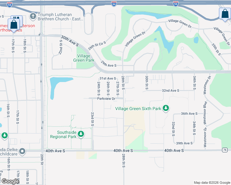 map of restaurants, bars, coffee shops, grocery stores, and more near 3242 26th Street South in Moorhead