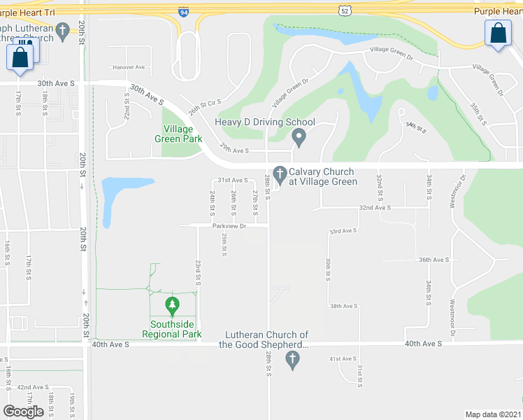 map of restaurants, bars, coffee shops, grocery stores, and more near 3356 27th Street South in Moorhead