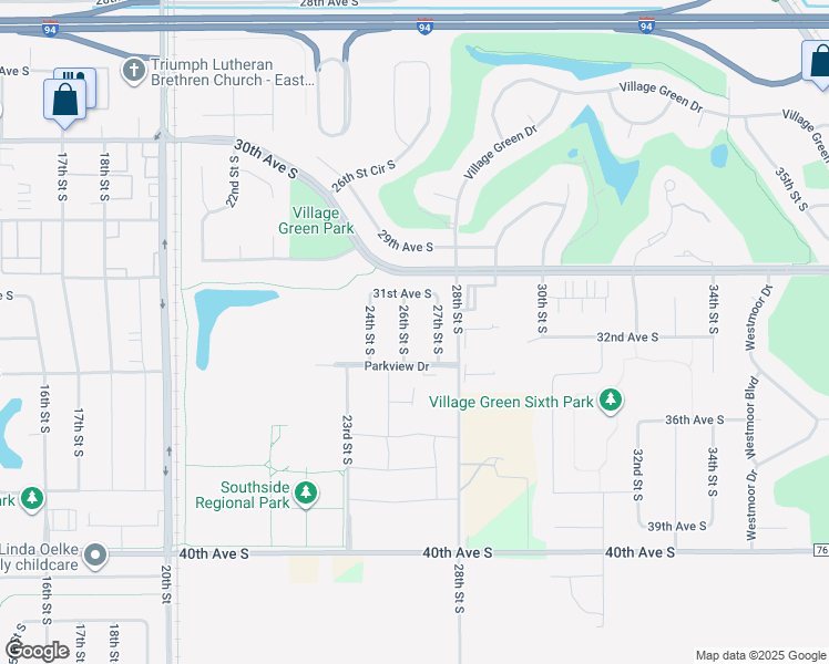 map of restaurants, bars, coffee shops, grocery stores, and more near 3242 26th Street South in Moorhead