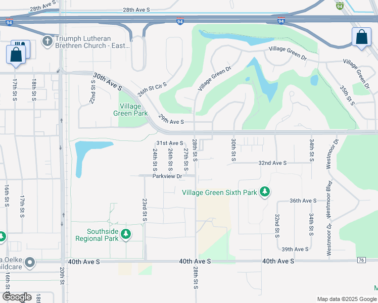 map of restaurants, bars, coffee shops, grocery stores, and more near 3248 27th Street South in Moorhead