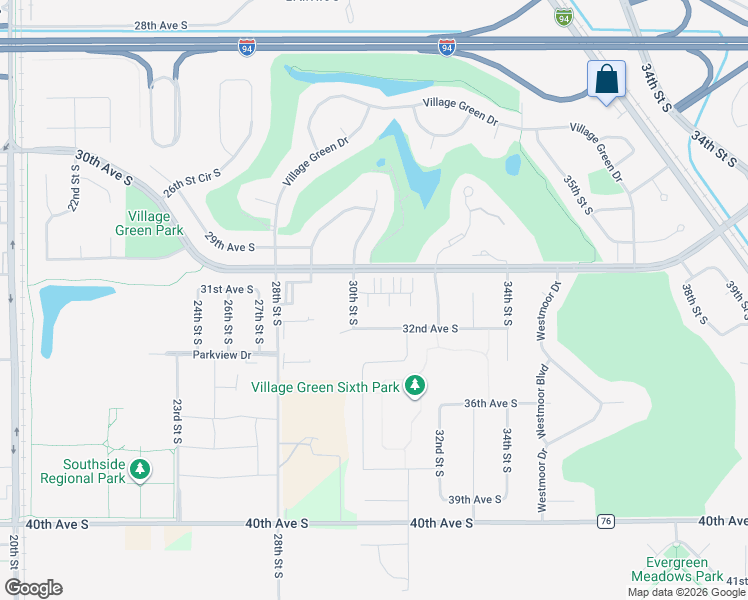 map of restaurants, bars, coffee shops, grocery stores, and more near 3028 32nd Avenue South in Moorhead