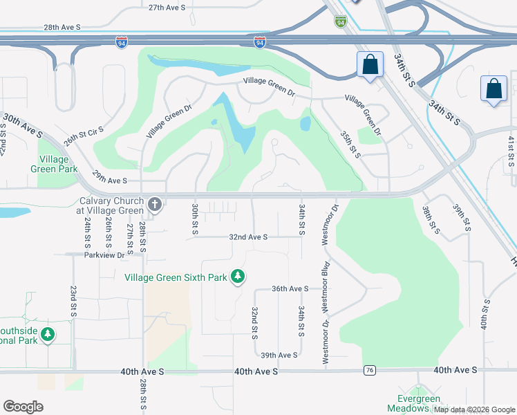 map of restaurants, bars, coffee shops, grocery stores, and more near 3012 32nd Street South in Moorhead