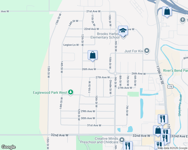 map of restaurants, bars, coffee shops, grocery stores, and more near 101 7th Street West in West Fargo