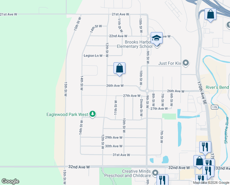 map of restaurants, bars, coffee shops, grocery stores, and more near 1036 West 30 Avenue in West Fargo