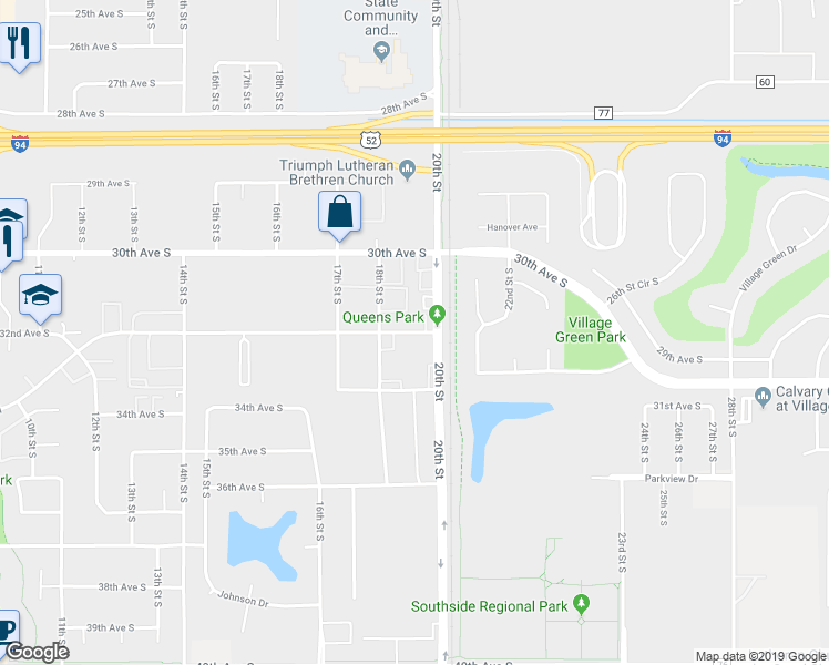 map of restaurants, bars, coffee shops, grocery stores, and more near 1920 Belsly Boulevard in Moorhead