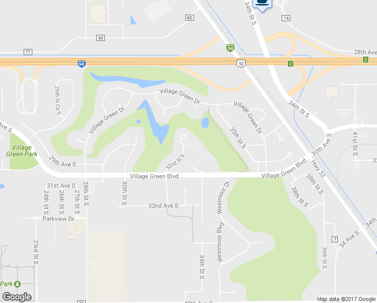 map of restaurants, bars, coffee shops, grocery stores, and more near 2808 32nd Street South in Moorhead