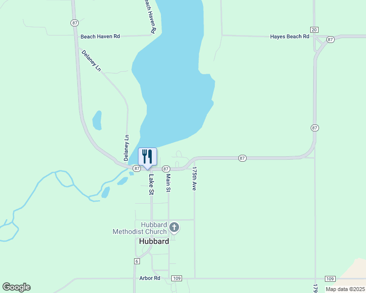 map of restaurants, bars, coffee shops, grocery stores, and more near 17340 Big Pines Drive in Park Rapids