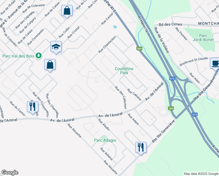 map of restaurants, bars, coffee shops, grocery stores, and more near Rue du Cabotage in Quebec