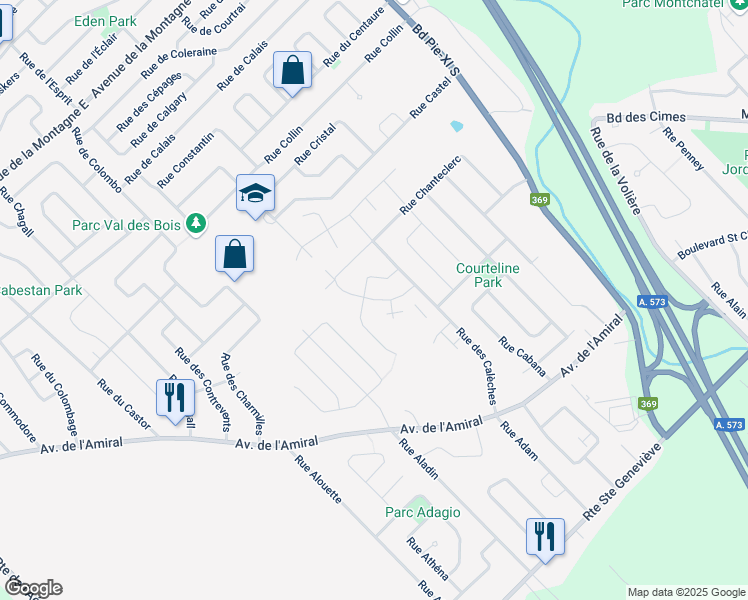 map of restaurants, bars, coffee shops, grocery stores, and more near Rue des Céramistes in Québec