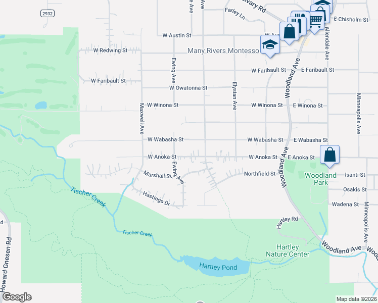 map of restaurants, bars, coffee shops, grocery stores, and more near 318 West Anoka Street in Duluth