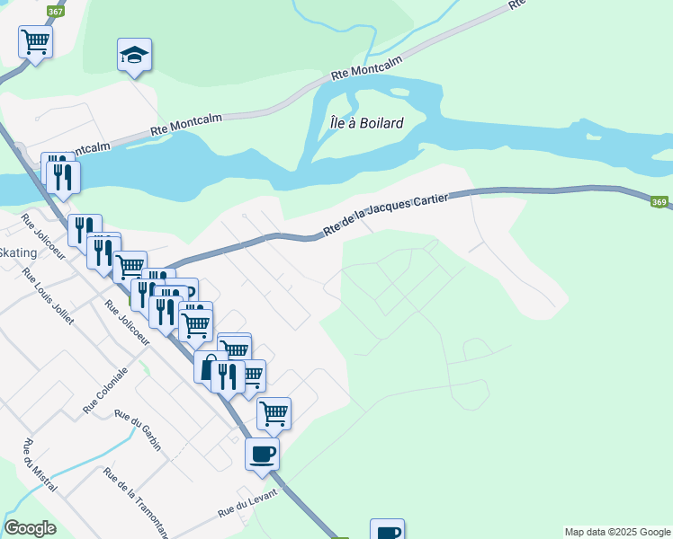 map of restaurants, bars, coffee shops, grocery stores, and more near in Sainte-Catherine-de-la-Jacques-Cartier