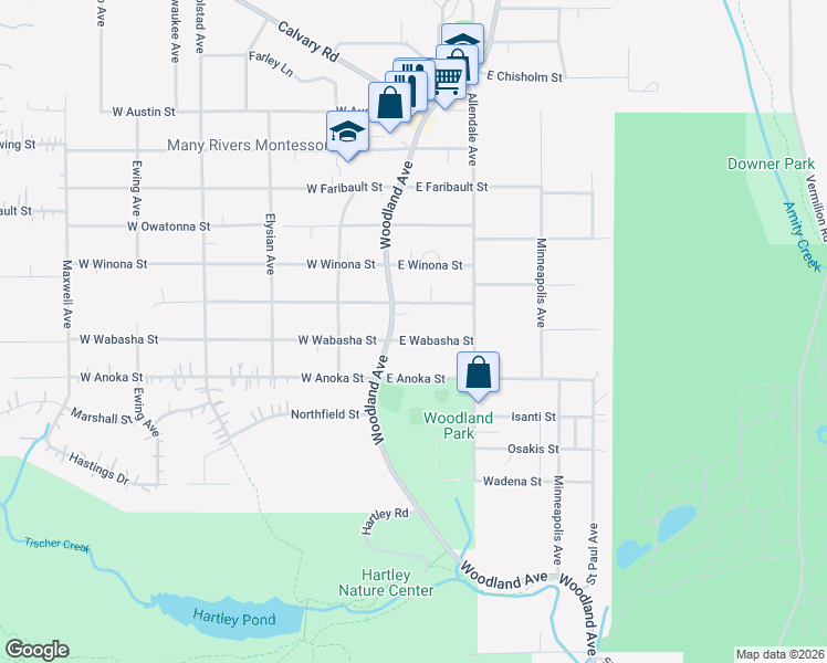 map of restaurants, bars, coffee shops, grocery stores, and more near 15 East Wabasha Street in Duluth