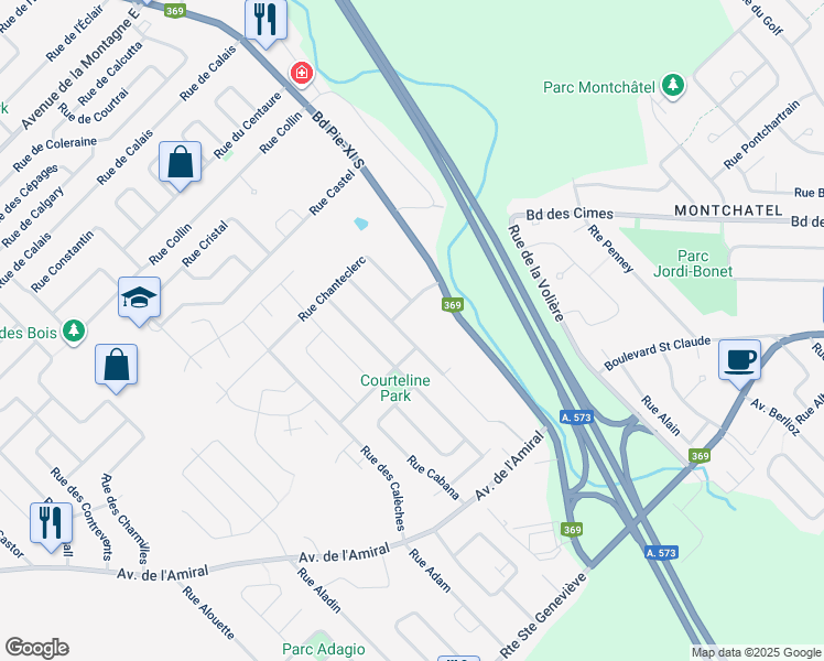 map of restaurants, bars, coffee shops, grocery stores, and more near 1334 Rue de la Crémaillère in Ville de Québec