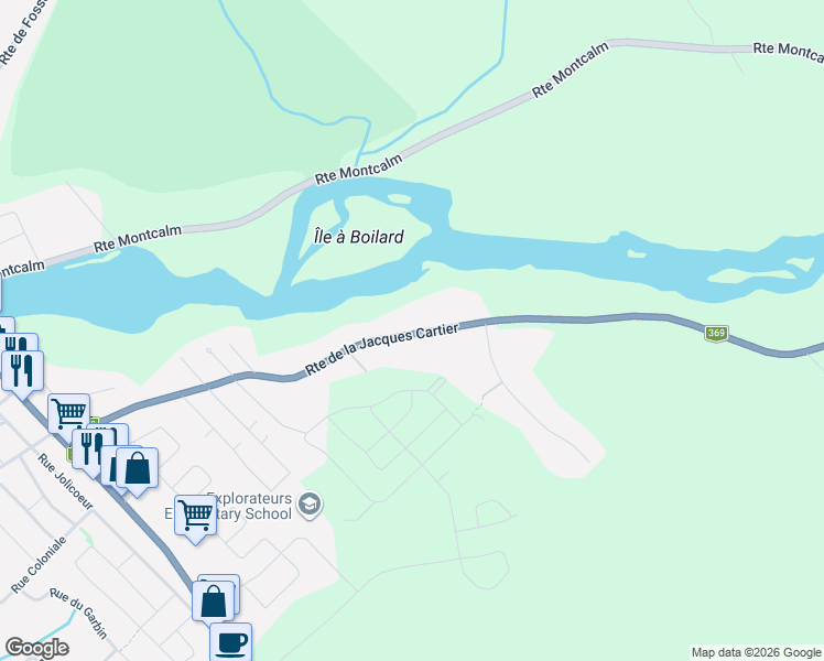 map of restaurants, bars, coffee shops, grocery stores, and more near 93 Route de la Jacques Cartier in Sainte-Catherine-de-la-Jacques-Cartier