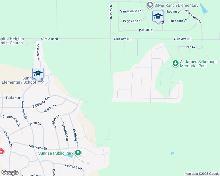 map of restaurants, bars, coffee shops, grocery stores, and more near 3301 52 Street Northeast in Bismarck