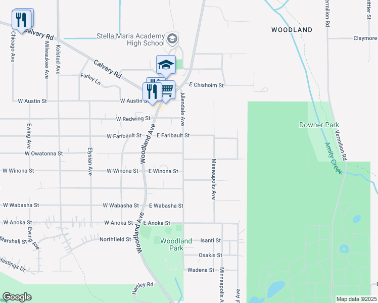 map of restaurants, bars, coffee shops, grocery stores, and more near 3726 Allendale Avenue in Duluth