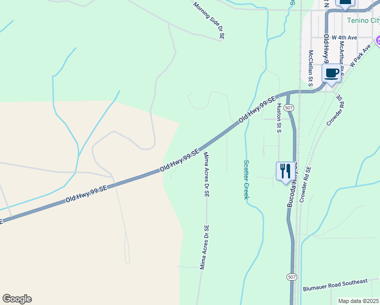 map of restaurants, bars, coffee shops, grocery stores, and more near 16343 Old Highway 99 Southeast in Tenino