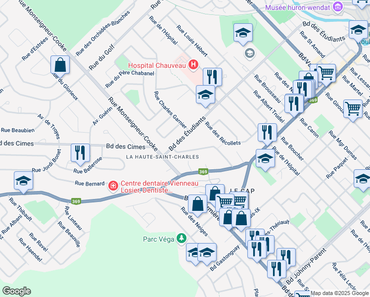 map of restaurants, bars, coffee shops, grocery stores, and more near 96 Rue Arthur Dion in Québec
