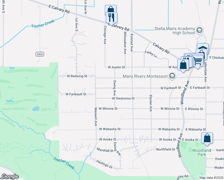 map of restaurants, bars, coffee shops, grocery stores, and more near 331 West Owatonna Street in Duluth