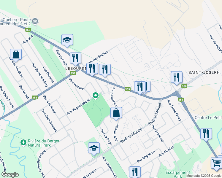 map of restaurants, bars, coffee shops, grocery stores, and more near 8525 Avenue Lespérance in Ville de Québec