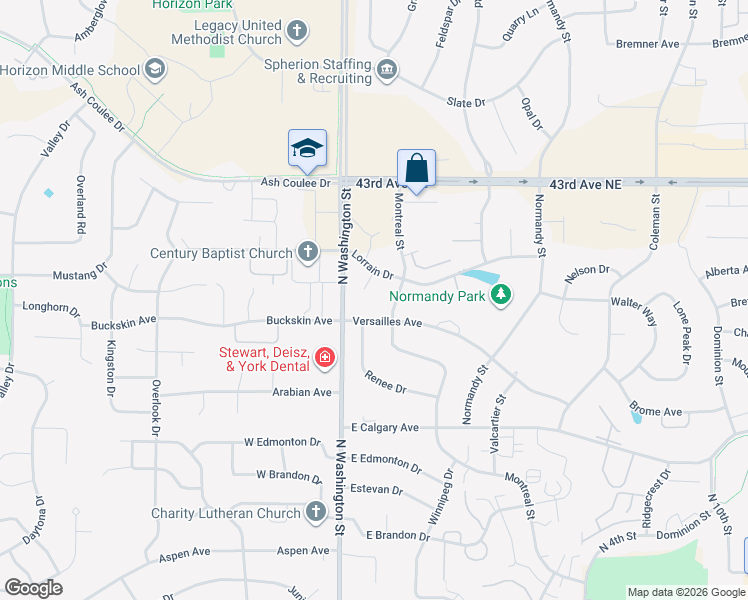 map of restaurants, bars, coffee shops, grocery stores, and more near 107 Burgundy Circle in Bismarck