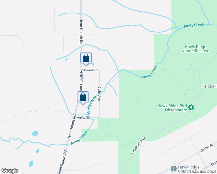 map of restaurants, bars, coffee shops, grocery stores, and more near 432 Colby Avenue in Duluth
