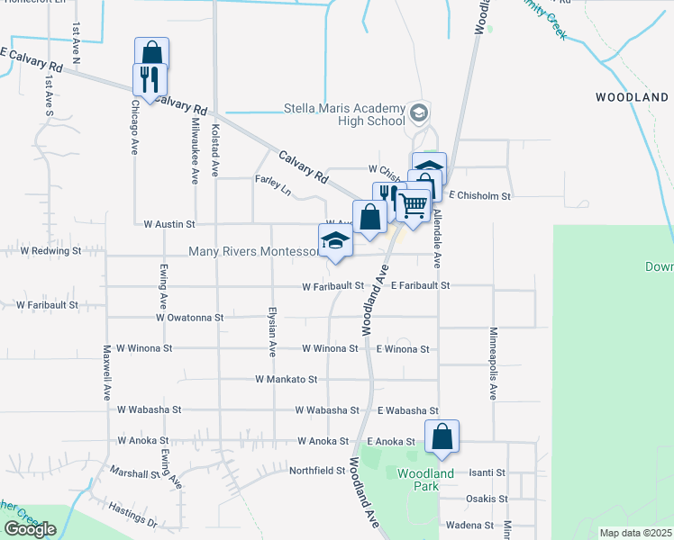 map of restaurants, bars, coffee shops, grocery stores, and more near 110 West Redwing Street in Duluth