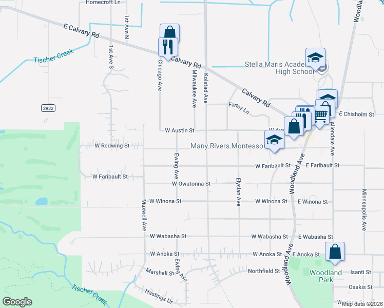 map of restaurants, bars, coffee shops, grocery stores, and more near 314 West Redwing Street in Duluth