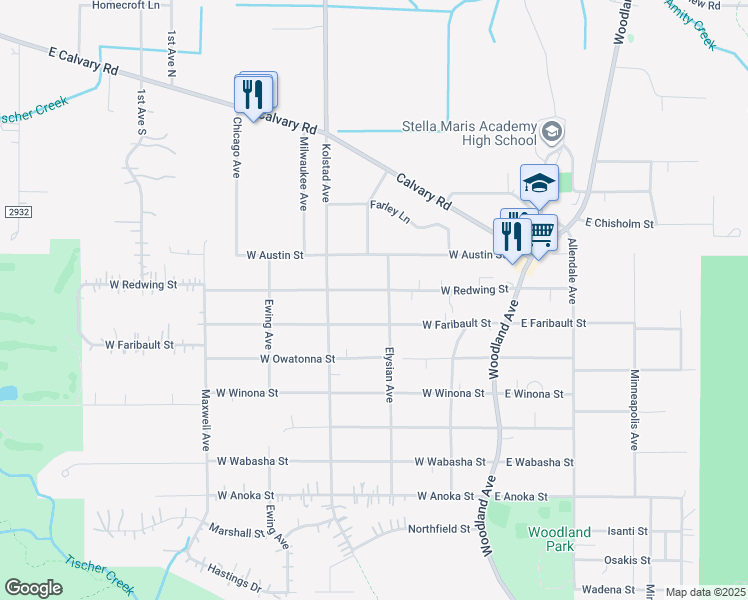 map of restaurants, bars, coffee shops, grocery stores, and more near 212 West Redwing Street in Duluth