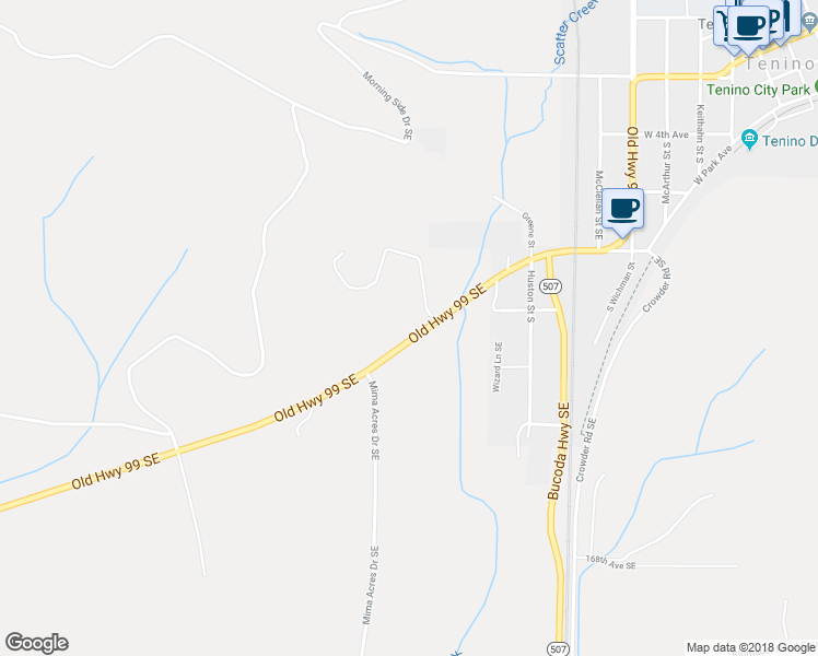 map of restaurants, bars, coffee shops, grocery stores, and more near 16311 Old Highway 99 Southeast in Tenino