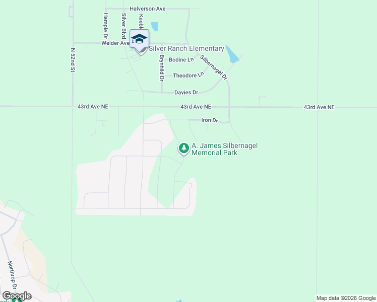 map of restaurants, bars, coffee shops, grocery stores, and more near 5860 43rd Avenue Northeast in Bismarck