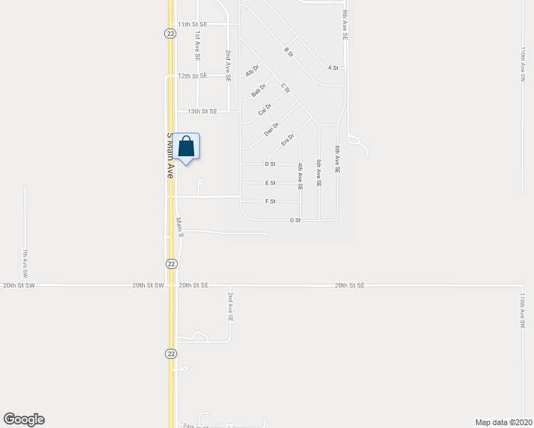 map of restaurants, bars, coffee shops, grocery stores, and more near 218 G Street in Dickinson