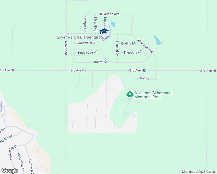 map of restaurants, bars, coffee shops, grocery stores, and more near 5333-6599 43rd Avenue Northeast in Bismarck