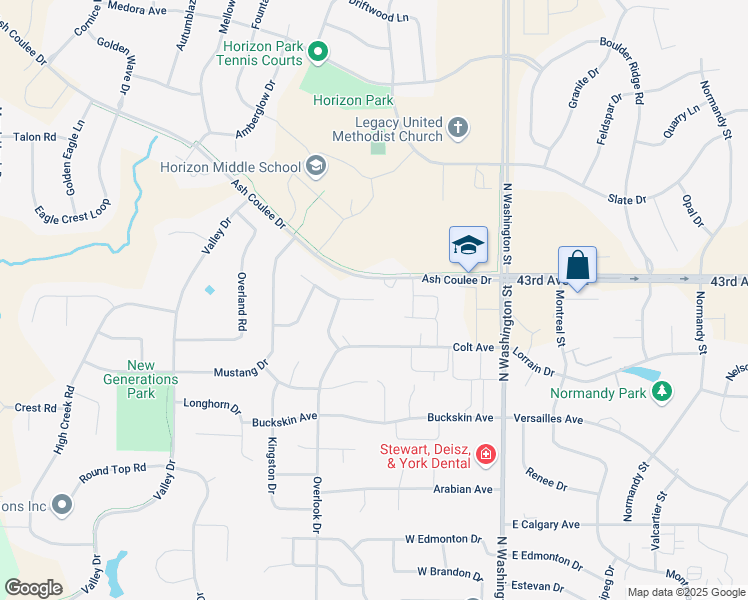 map of restaurants, bars, coffee shops, grocery stores, and more near Huron Drive in Bismarck