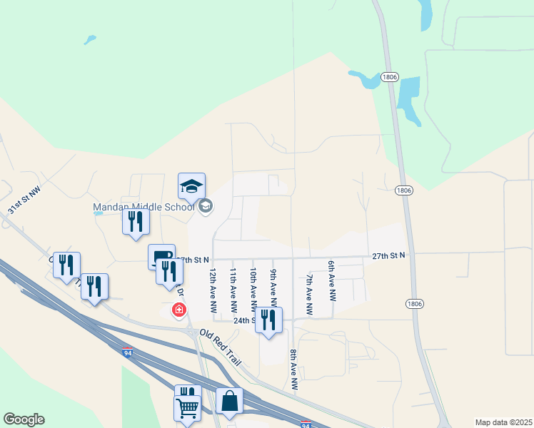 map of restaurants, bars, coffee shops, grocery stores, and more near 3011 8th Avenue Northwest in Mandan