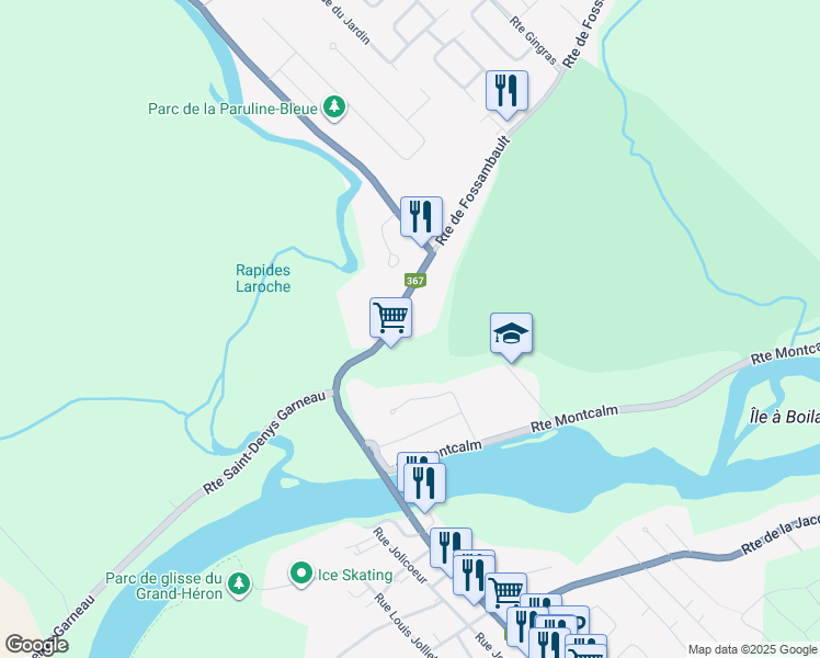 map of restaurants, bars, coffee shops, grocery stores, and more near 5040 Route de Fossambault in Sainte-Catherine-de-la-Jacques-Cartier