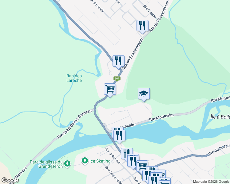 map of restaurants, bars, coffee shops, grocery stores, and more near 5040 Route de Fossambault in Sainte-Catherine-de-la-Jacques-Cartier
