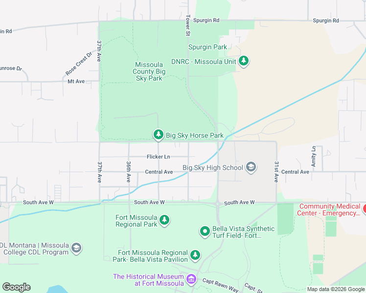 map of restaurants, bars, coffee shops, grocery stores, and more near 3405 North Avenue West in Missoula