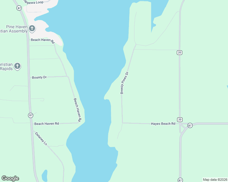 map of restaurants, bars, coffee shops, grocery stores, and more near 13149 Breezy Pines Drive in Park Rapids