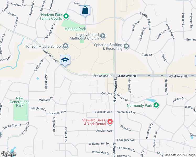 map of restaurants, bars, coffee shops, grocery stores, and more near 4231 Serenity Court in Bismarck