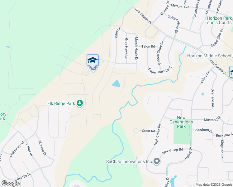 map of restaurants, bars, coffee shops, grocery stores, and more near 1412 Eagles View Lane in Bismarck